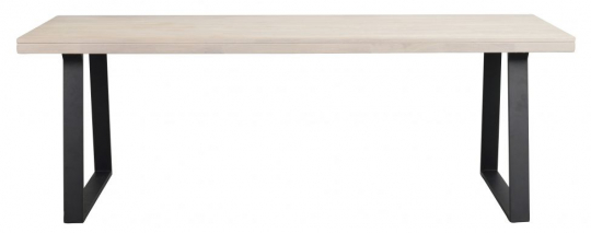 Esstisch 'Brooklyn' 220x95cm - Weiß pigmentiert/Schwarzes U-FuÔ¨Ç