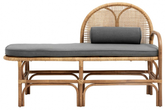 Bank/Chaiselongue 'Bali' - Rattan/Grau