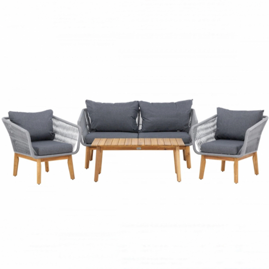 Sofagarnitur „Chania“ – Grau/Natur
