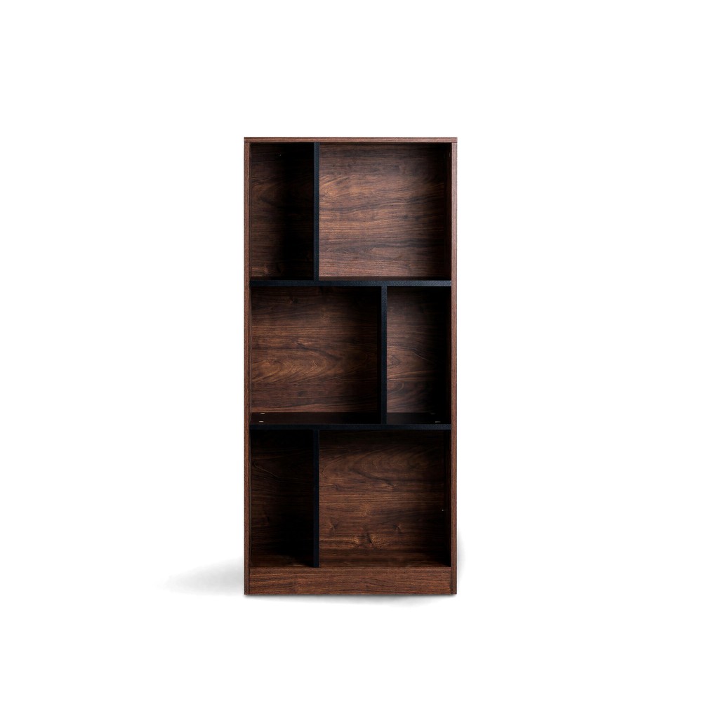 Bücherregal 'Colin' 60x129 - Walnuss/Schwarz