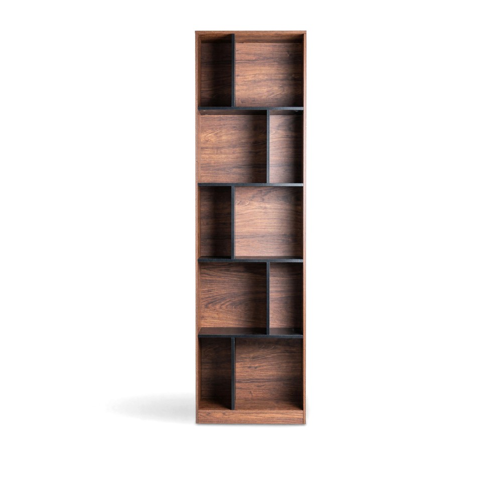 Bücherregal 'Colin' 60x210 - Walnuss/Schwarz