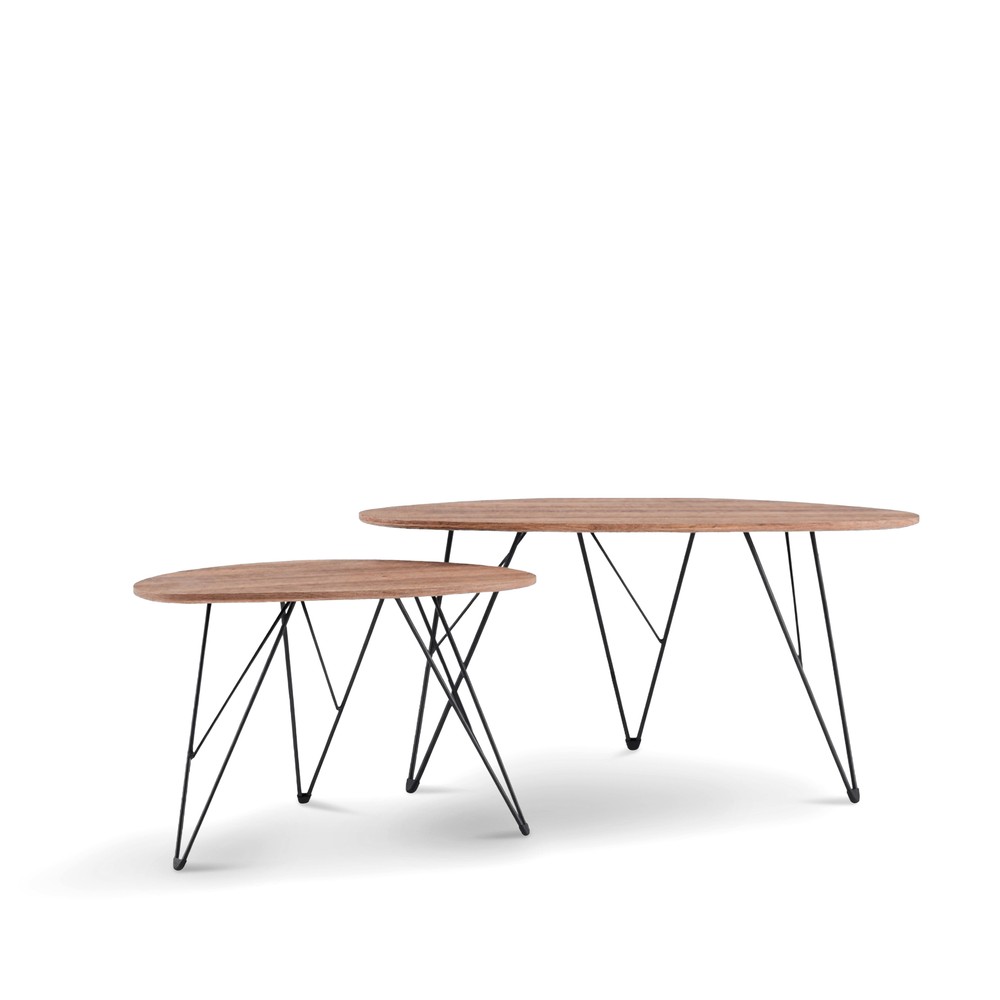 Couchtisch 'Twin' x2 - Natur/Schwarz
