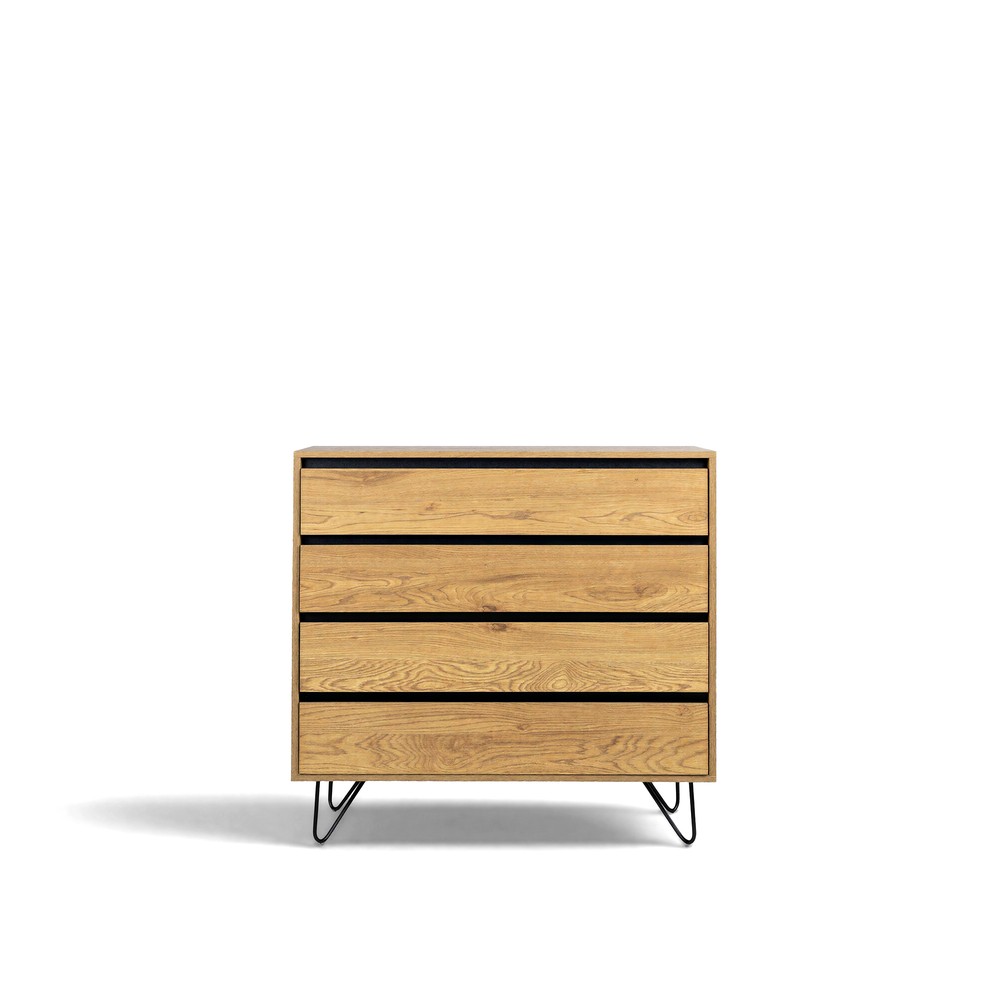Kommode 'Elle' 90x90 - Eiche/Schwarz