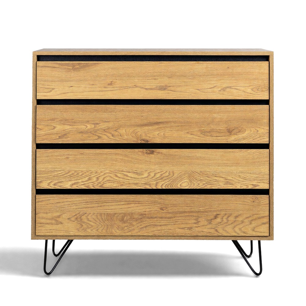 Kommode 'Elle' 90x90 - Eiche/Schwarz