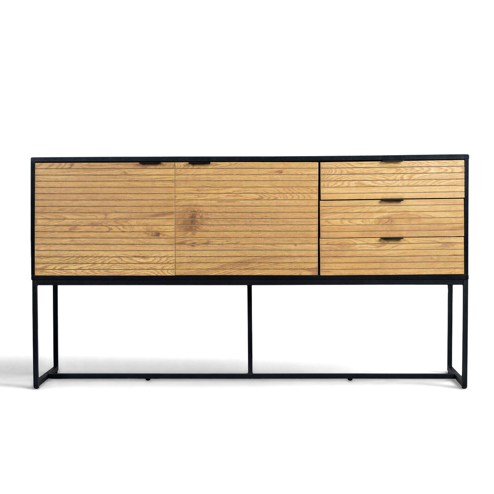 Sideboard 'Line' - Eiche/Schwarz