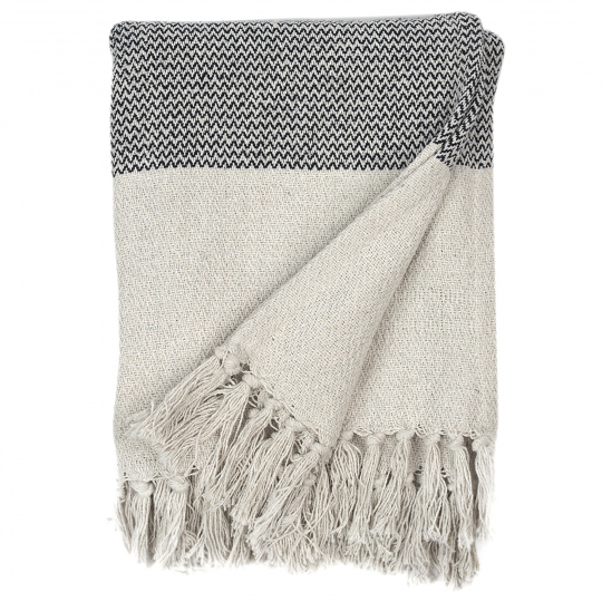 Decke aus recycelter Baumwolle 'Skiss' - Beige/Blau