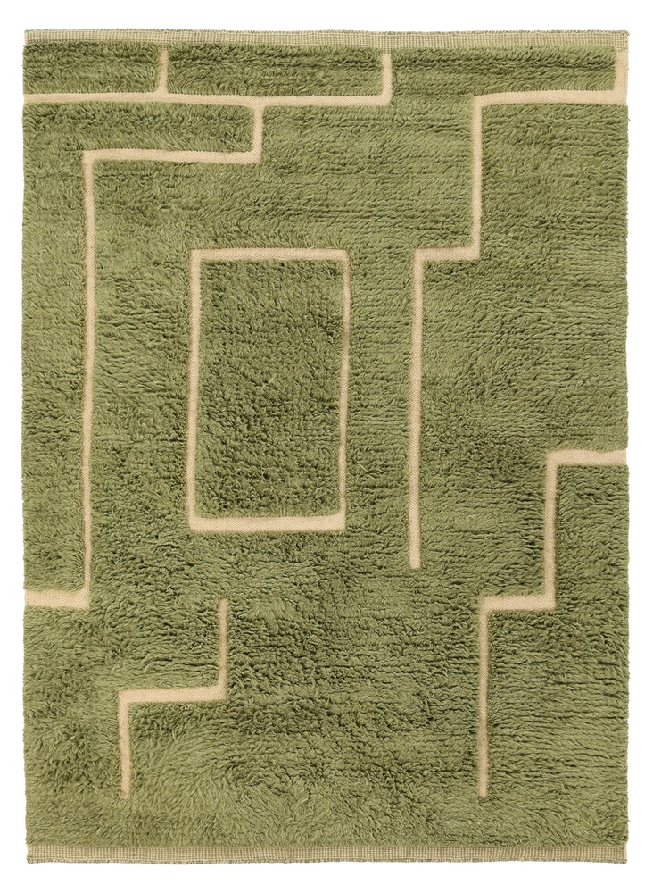 Rya Teppich 'Kiberg Handwoven Wool' - Grün