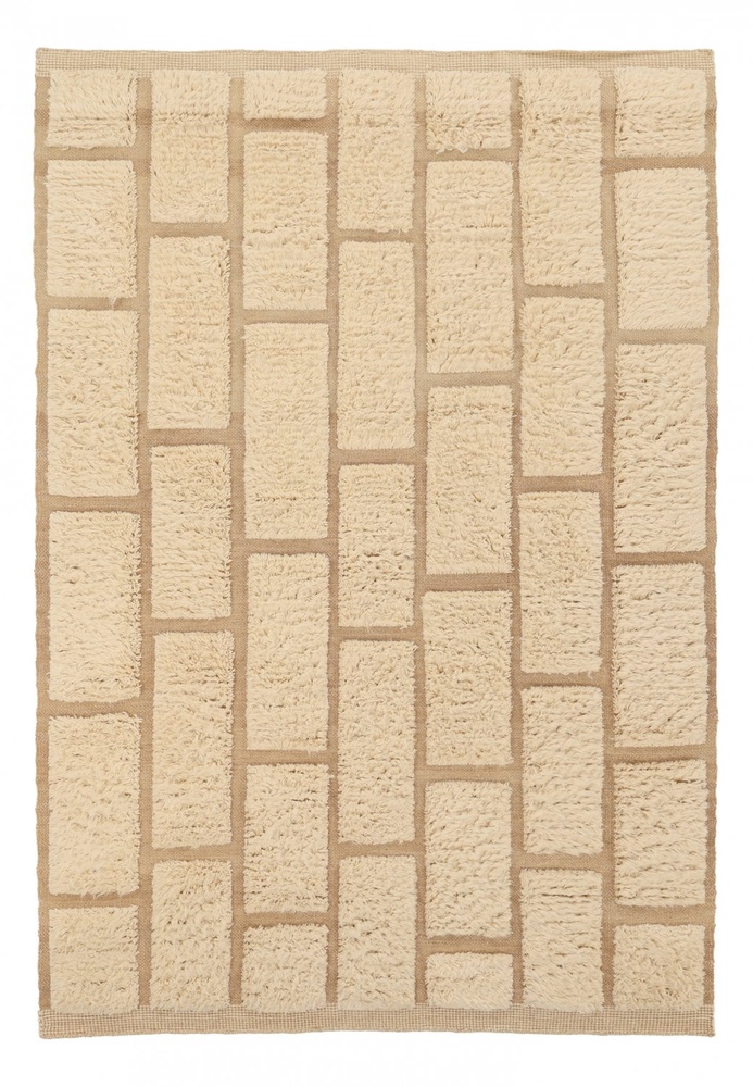 Rya Teppich 'Leknes handgewebte Wolle' - Beige