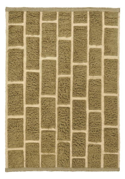 Rya Teppich 'Leknes handgewebte Wolle' - Grün