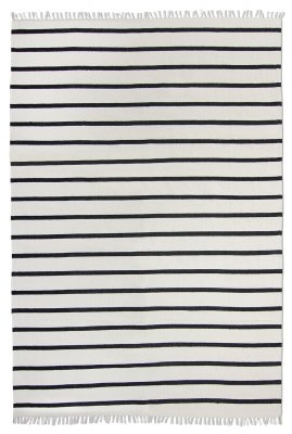 Baumwollteppich 'Helle' 60x120cm - Weiß/Schwarz