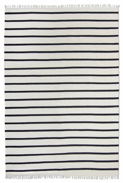 Baumwollteppich 'Helle' 80x200cm - Weiß/Schwarz