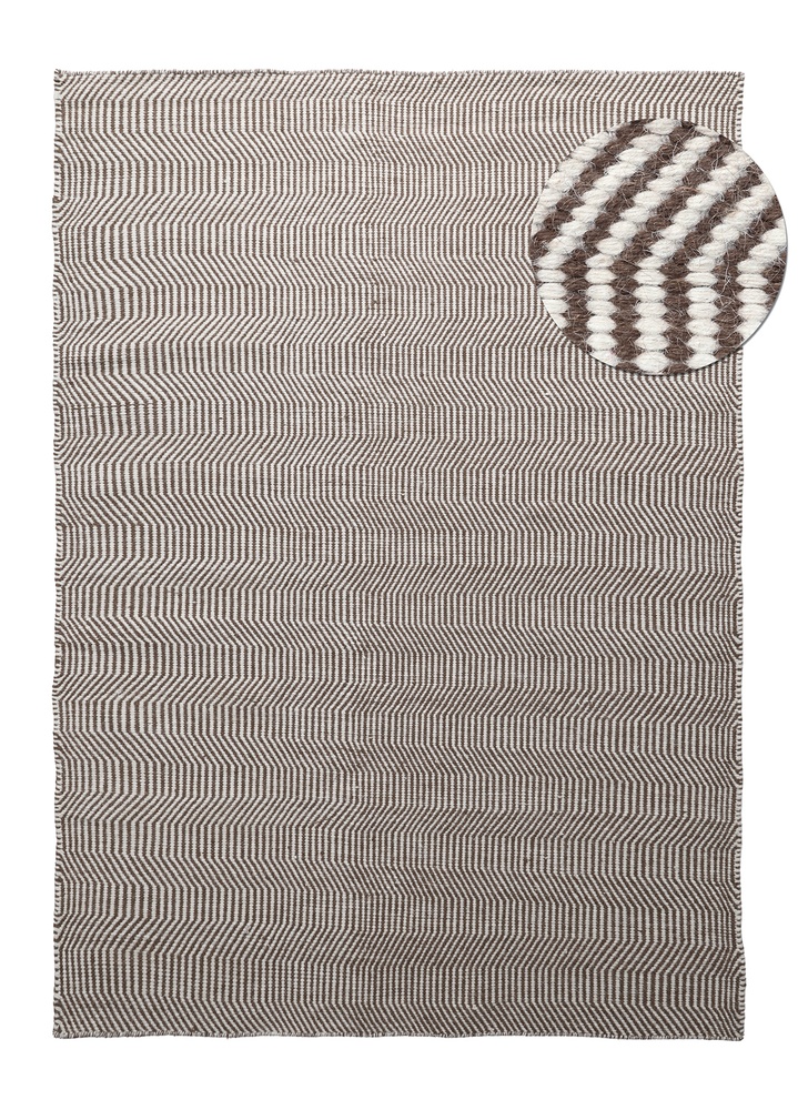 Wollteppich 'Larkana' - Braun/Weiß