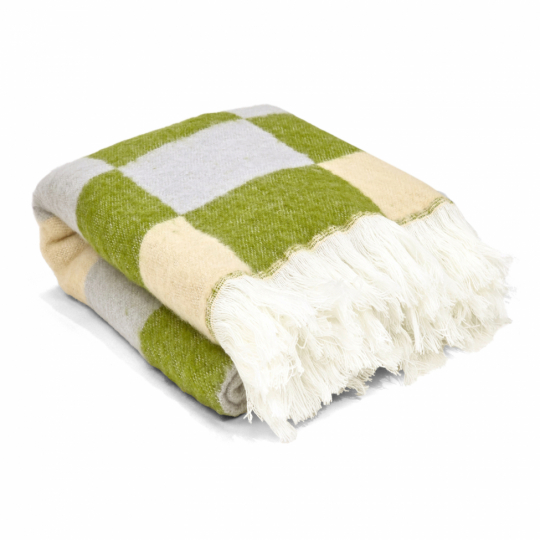 Karostoff 'Audrey Check' 130x170cm – Beige/Grün/Lila