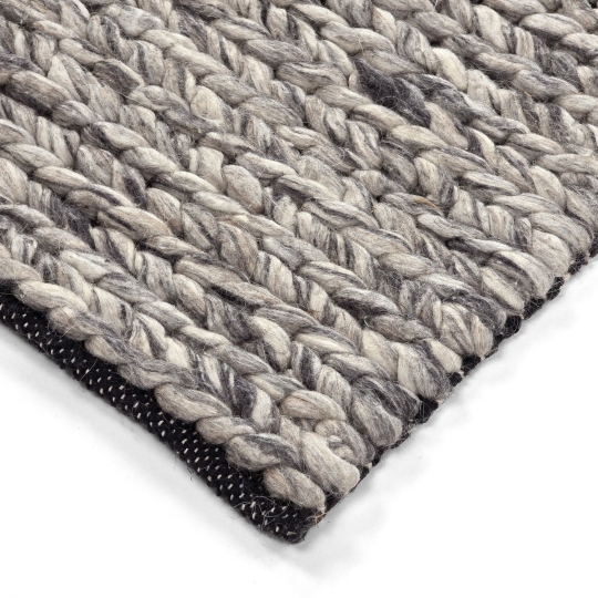 Wollteppich 'Talvia Braided Wool' – Dunkelgrau