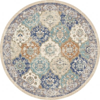 Runder Teppich 'Bohemia' 160cm - Blau/Mehrfarbig