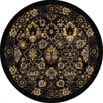 Runder Teppich 'Fernana' 120cm - Schwarz/Gold