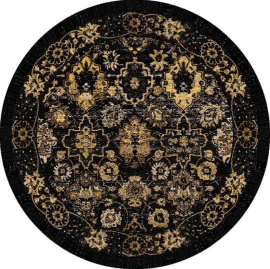Runder Teppich 'Fernana' 120cm - Schwarz/Gold