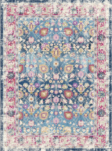 Wilton-Teppich 'Bouhjar' 240x340cm – Blau/Rosa/Mehrfarbig