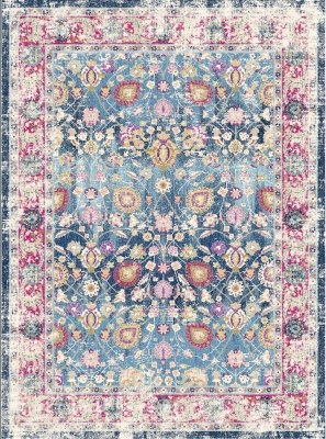 Wilton-Teppich 'Bouhjar' 280x280cm – Blau/Rosa/Mehrfarbig