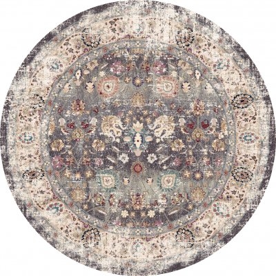 Runder Teppich 'Bouhjar' 200cm – Grau/Mehrfarbig
