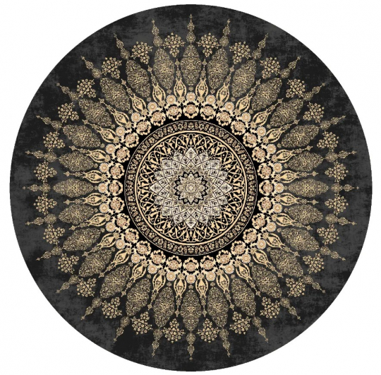Runder Teppich 'Sandrigo' 200cm – Schwarz/Gold