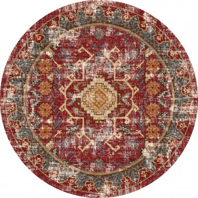 Runder Teppich 'Idri' 120cm – Rot/Mehrfarbig