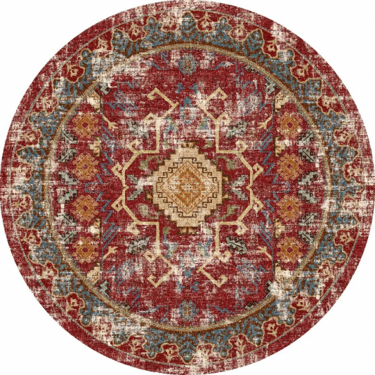 Runder Teppich 'Idri' 240cm – Rot/Mehrfarbig