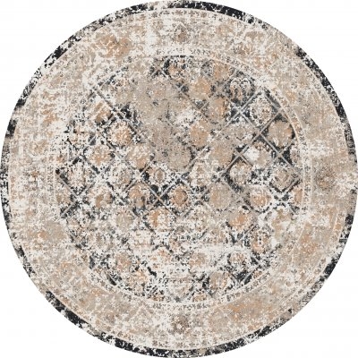 Runder Teppich 'Douz' 120cm - Schwarz/Mehrfarbig