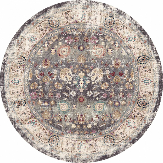 Runder Teppich 'Bouhjar' 120cm – Grau/Mehrfarbig