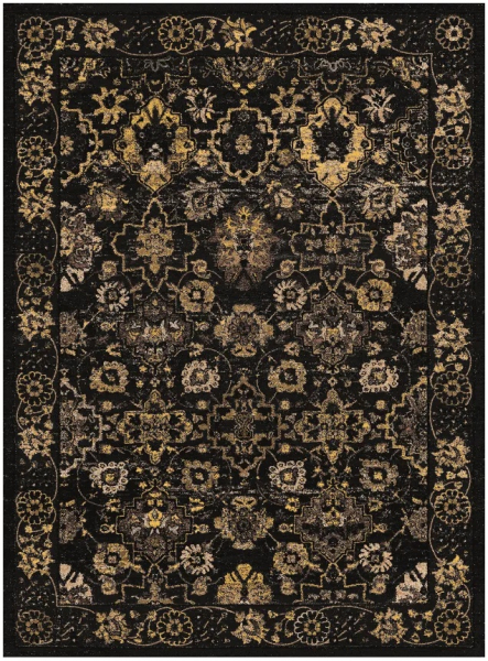 Wilton-Teppich 'Fernana' 80x250cm – Schwarz/Gold
