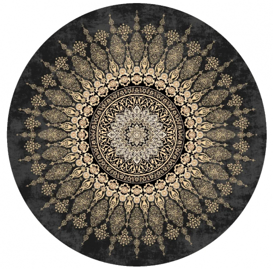 Runder Teppich 'Sandrigo' 240cm – Schwarz/Gold