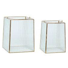 Laterne 2er-Pack 'Ripple' - Messing/Glas