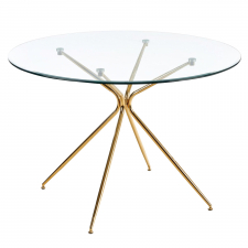 Esstisch 'Rondo' Rund 110cm - Transparent/Gold