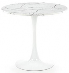 Esstisch 'Lorca' Rund 80cm  - Marmor/Weiß