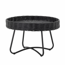 Couchtisch 'Hattie' 60cm rund - Schwarz/Rattan