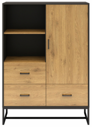 Schrank 'Amster' - Eichenachbildung/Schwarz