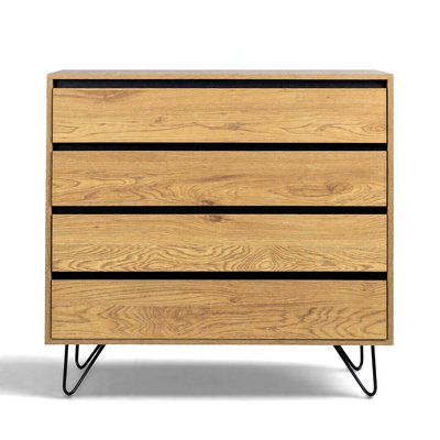 Kommode 'Elle' 90x90 - Eiche/Schwarz