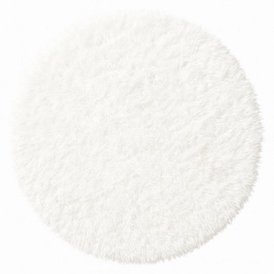 Runder Hochflor-Teppich 'Janjira' - Weiß