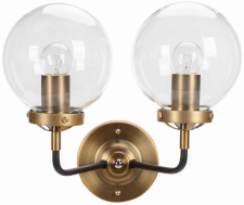 Wandleuchte 'Bright' X2 - Messing/Glas