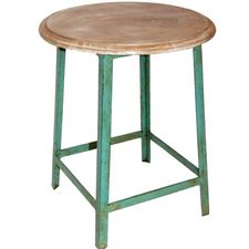 Vintage Hocker aus Holz 'Holly' - Türkis