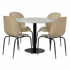 Essgruppe 'Marmorous Happiness' - 1 Tisch Ø100 & 4 Stühle