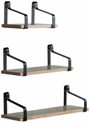Wandregal 'Mia' 3 Sets - Svart/Natur
