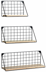 Wandregal 'Net' 3 Set - Schwarz/Natur