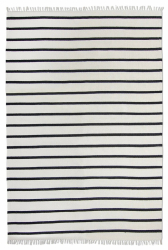 Baumwollteppich 'Helle' 60x120cm - Weiß/Schwarz