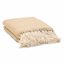 Baumwolldecke 'Denisa Fishbone' 130 x 170 cm – Beige/Weiß