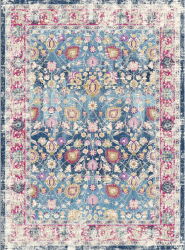 Wilton-Teppich 'Bouhjar' 280x280cm – Blau/Rosa/Mehrfarbig