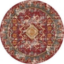 Runder Teppich 'Idri' 120cm – Rot/Mehrfarbig
