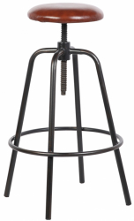 Barhocker 'Industrial' - Eisen/Leder