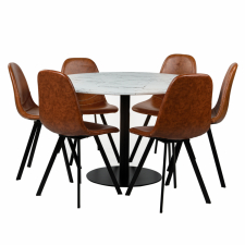 Essgruppe 'Marbelous Carrie' - 1 Tisch Ø120 & 6 Stühle