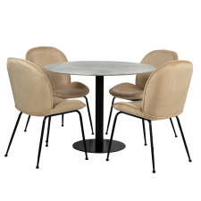 Essgruppe 'Marbelous Lux' - 1 Tisch Ø100 & 4 Stühle